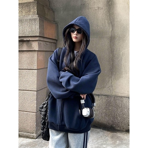 抖音得物品质二开26春装男女美式高街结构双拉链开衫卫衣外套图片