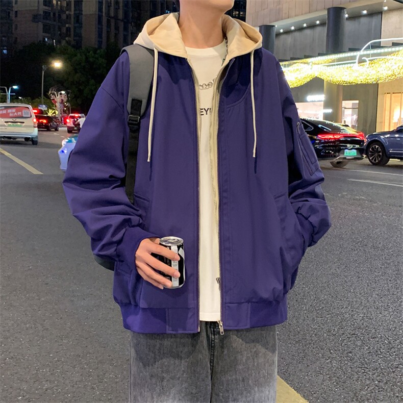 港风夜景新款假两件夹克男痞帅宽松二开上衣外套DSA157B-J205-P85,男装夹克,电商A157B