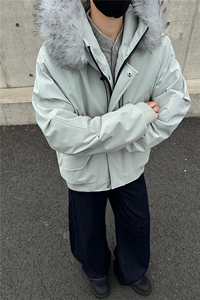 座山雕派克棉服貉子毛加厚外套GS65001图片