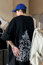 2024新款大码卡通机器人印花T恤宽松短袖情侣装A071-5513-P28，男装T恤，电商A071