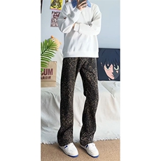 美式ins高街hiphop小众豹纹牛仔裤货号K2462特P48，男装牛仔裤，电商A063