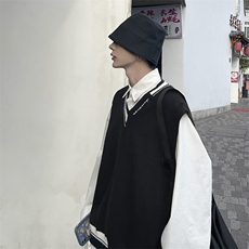 学院风V领针织背心男搭坎肩韩版bf宽松情侣毛衣马甲MY0201-P45，男装针织衫/毛衣，星座308B-1