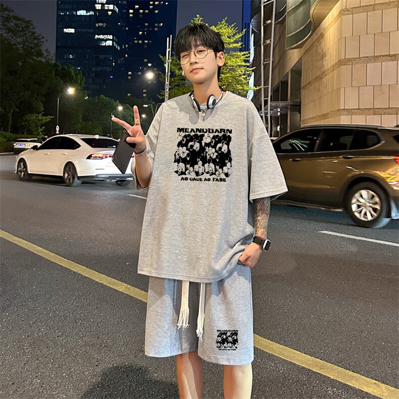 套装！华夫格套装短袖T恤短裤男TZ247-特P38,男装牛仔裤,电商B367