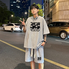 套装！华夫格套装短袖T恤短裤男TZ247-特P38，男装牛仔裤，电商B367