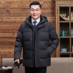 爸爸中老年90%白鸭绒羽绒服零下防寒夹克商务休闲外套男6808-P140