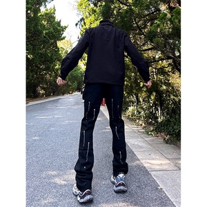 高街美式复古漆点泼墨牛仔裤嘻哈痞帅 常规55 加绒65图片