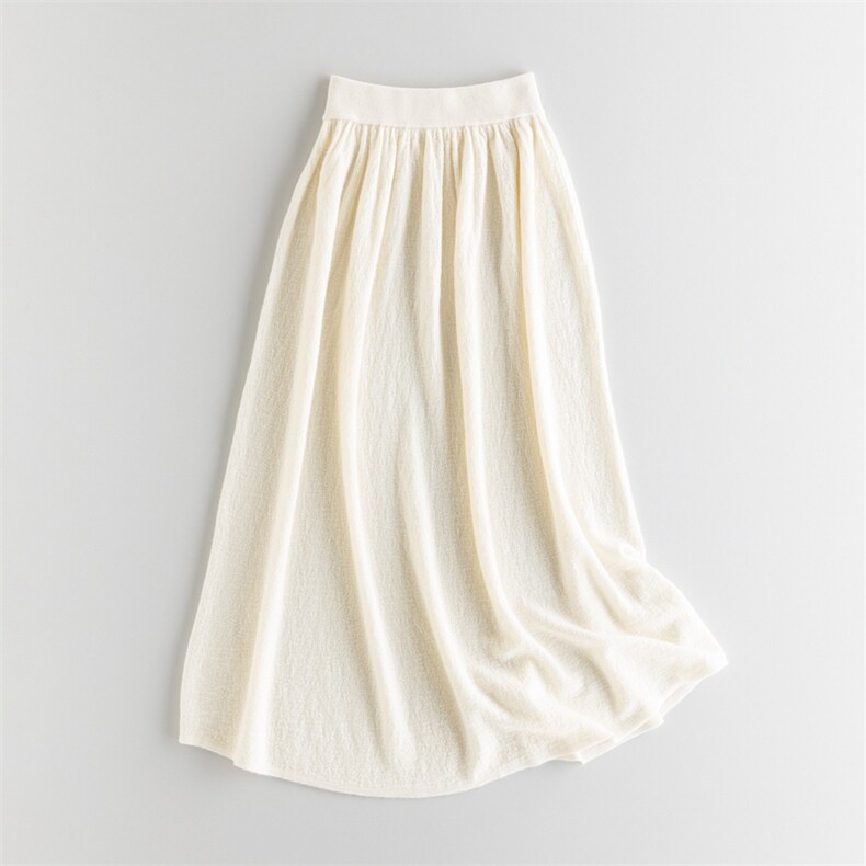 2025年秋季新款精纺肌理针织羊绒伞裙时尚休闲通勤百搭，女装半身裙，江帆羊绒