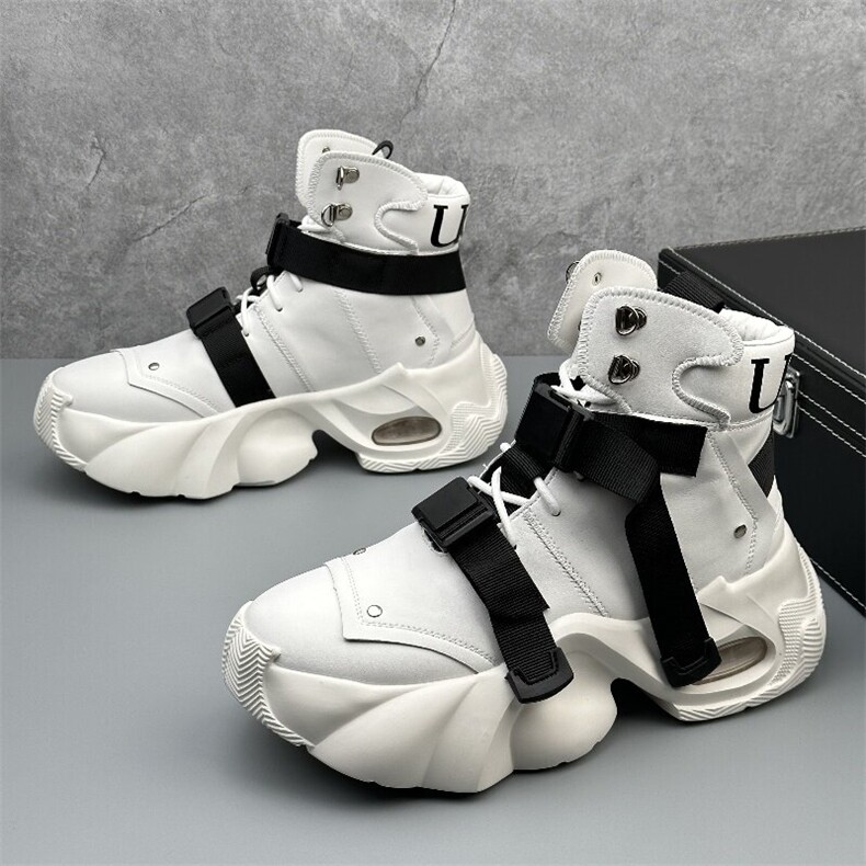 X4636-275秋冬新款加绒男鞋厚底增高老爹鞋高帮鞋男时尚休闲短靴，男鞋靴子，星座1407-3