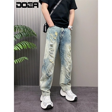 1506-1/KT12531/P53美式复古高街牛仔裤男做旧水洗浅色时尚百搭，男装牛仔裤，星座1506-1