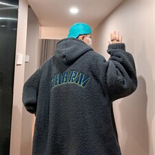 字母刺绣内里加绒羊羔绒外套男冬季羊羔毛棉衣MY501P128控158，男装棉衣，星座517A-1