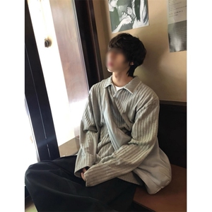 网图慎用 老钱风翻领手缝线麦穗纹长袖T恤男大码T24524-特P40控78图片