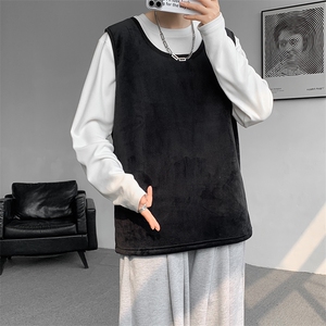8XL-M德绒羊羔绒背心男加绒加厚保暖内搭坎肩马甲打底衫BR001P30图片