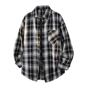 G809-P22新款格子衬衫男长袖春秋痞帅潮牌秋冬宽松衬衣外套跑量款，男装衬衫，星座1204