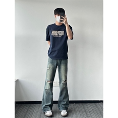 GENIOLAMODE重磅纯棉短袖T恤男士夏季凉感纯棉复古体恤宽松青少年，男装牛仔裤，星座218-5