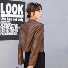 2024春装新款甜酷炸街机车感皮衣夹克，女装皮衣，美拉德工厂直营店