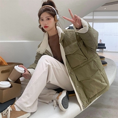现货撞色加厚羽绒服50绒，女装羽绒服，菡迪欧娜