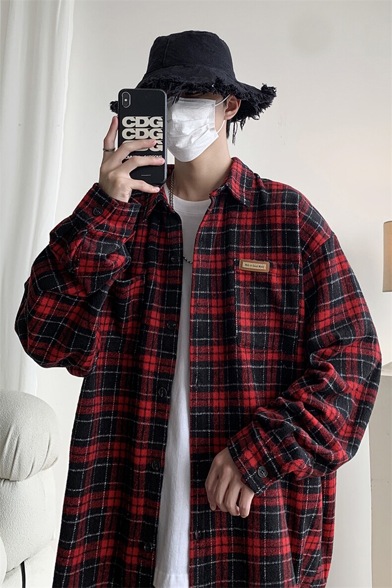 现货长袖秋宽松港风复古内搭学生情侣叠穿衬衣225-2-CS708-P58,男装衬衫,星座225-2