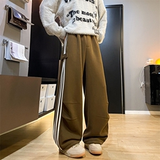 8XL-M奥粒绒加绒休闲裤男三条杠条纹运动裤宽松卫裤K9121P58控78，男装休闲裤，电商D206-1