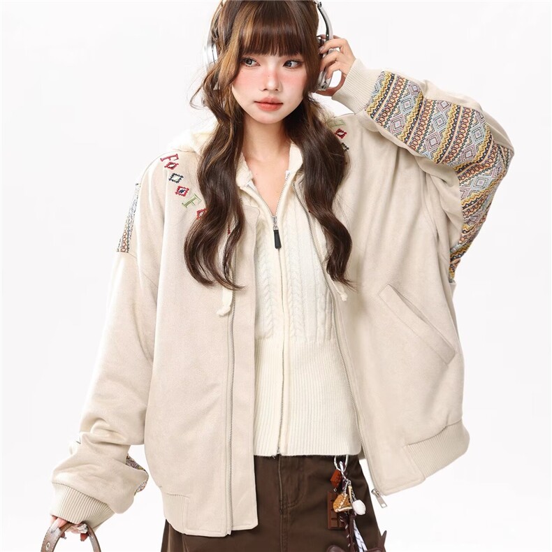 W10578-P78 网图现货 美式字母印花飞行夹克外套棒球服 高品质图片