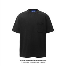 （350克双纱）重磅洗水做旧字母贴布设计短袖T恤1015-T612-P79，男装T恤，四季星座1015