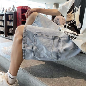工装牛仔短裤男夏季潮流港风中裤韩版多口袋宽松五分裤 K3347-P38图片