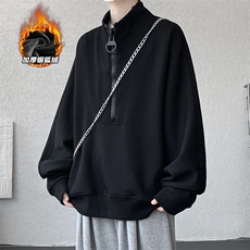 舒适银狐绒400g重磅曼巴棉半拉链长袖卫衣男W5385J加绒特P70控128，男装卫衣，电商A001