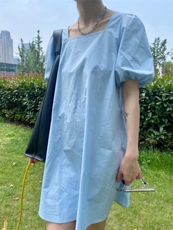 方领显瘦连衣裙，女装连衣裙，mm+ 里墨恩