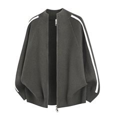 M1206-特P60开衫外套男士秋冬季撞色休闲夹克宽松针织毛衣，男装针织衫/毛衣，电商D310B