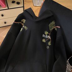 万针刺绣结构设计重磅秋冬全棉高品质美式高街连帽卫衣外套Y7701，女装短外套，电商A486-1