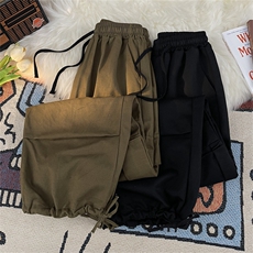 高品质春款男裤工装大口袋宽松直筒抽绳系带纯棉长裤h747P45，男装休闲裤，星座1013-1