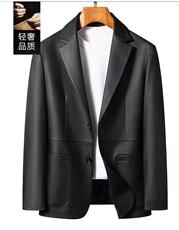 恒源祥真皮皮衣男绵羊皮西装上衣修身海宁皮夹克小西服风衣外套春，女装西装，泰合衣坊