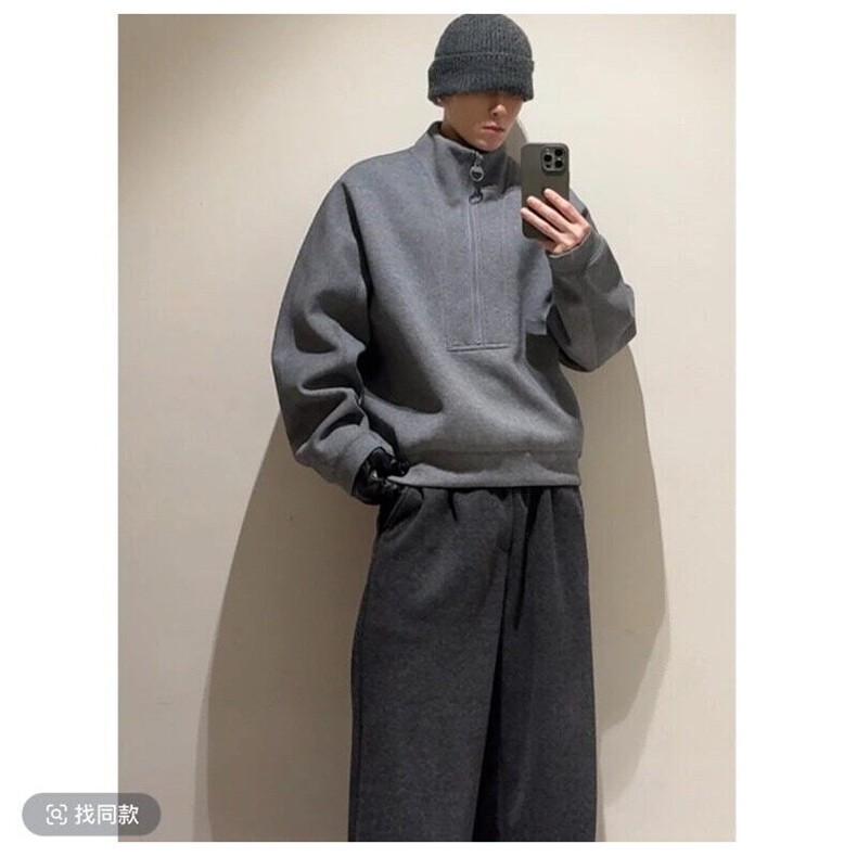 W9256-P73网图现货春季新款美式复古高街半拉链设计卫衣外套,男装卫衣,星座1608-2