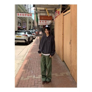美式复古简约少年感亨利领卫衣男女宽松休闲套头长袖上衣图片