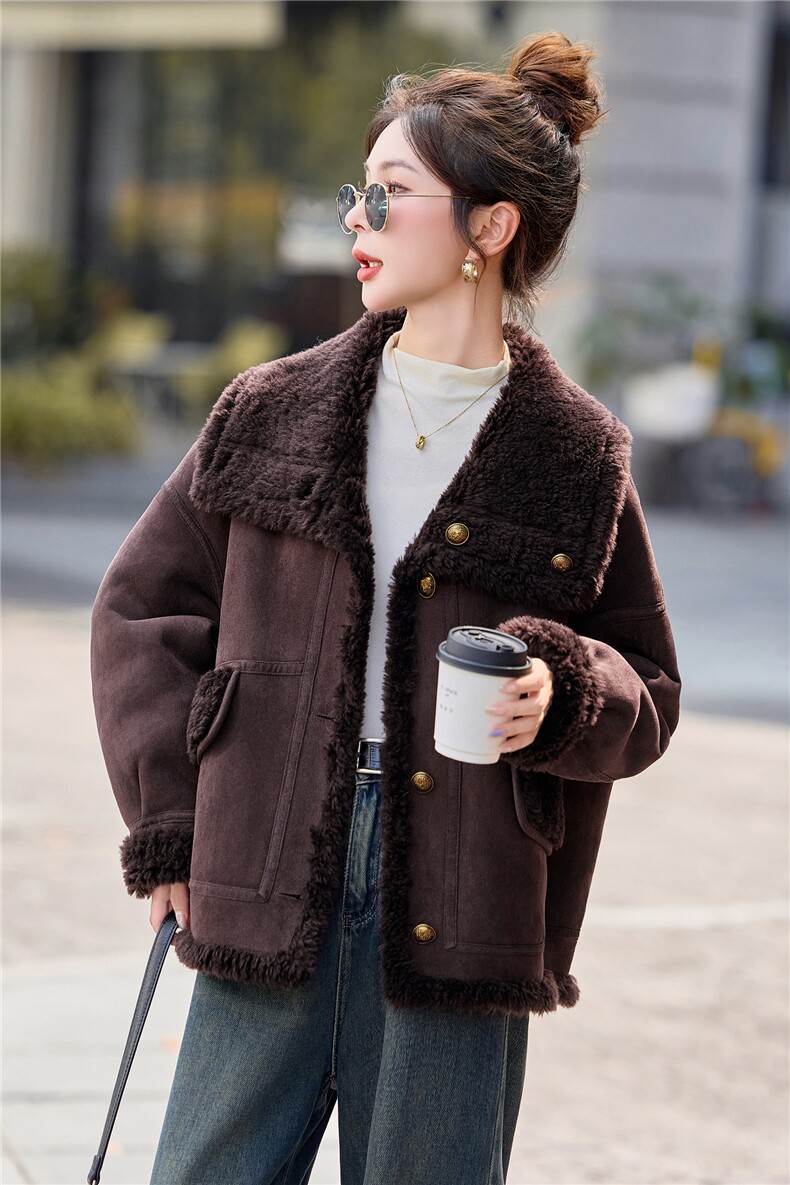 2025冬季新款~~双面穿皮毛一体,女装棉衣/棉服,意芙