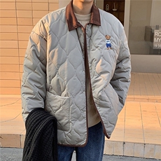1港风外景灯芯绒拼接连帽棉衣男假两件小熊棉衣男8713P135控168，男装棉衣，星座226-2