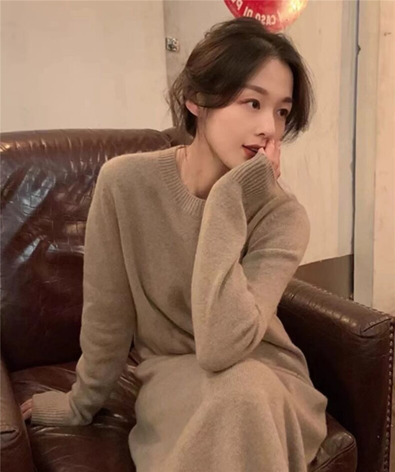 2025时尚百搭简约打底长袖,女装连衣裙,淘淘羊羊绒