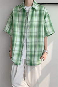 8XL-M格子短袖衬衫男夏季薄款DK制服衬衣JK学院风半袖外套DC28004图片