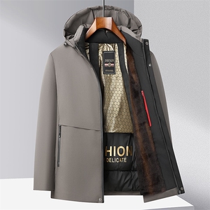 【黑金背背佳】中老年爸爸冬季加厚棉衣外套男士羽绒棉服连帽棉袄图片