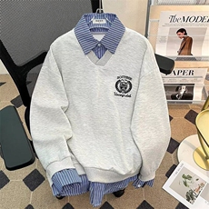 美式学院风假两件情侣卫衣男女春秋设计感长袖上衣外套WB446-P53，男装卫衣，星座412-2
