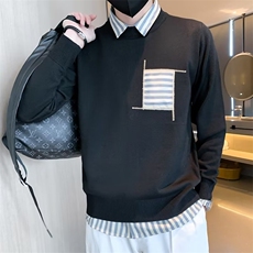 假两件毛衣男士衬衫领长袖毛线衣服春秋季外套修身针织衫S3381，男装针织衫/毛衣，星座1116A-2（原606A-1）