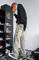 美式高街大码破洞涂鸦黄泥色牛仔工装裤货号K641P60，男装牛仔裤，电商A063