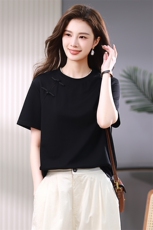 2024夏季新款盘扣T恤，女装T恤，小林双子