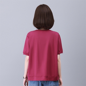 时尚宽松印花拼接短袖T恤女夏季新款韩版百搭显瘦休闲上衣图片