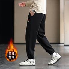 2305加绒/P55休闲裤男美式大码宽松潮男百搭长裤子卫裤男M-8XL，男装休闲裤，星座1204
