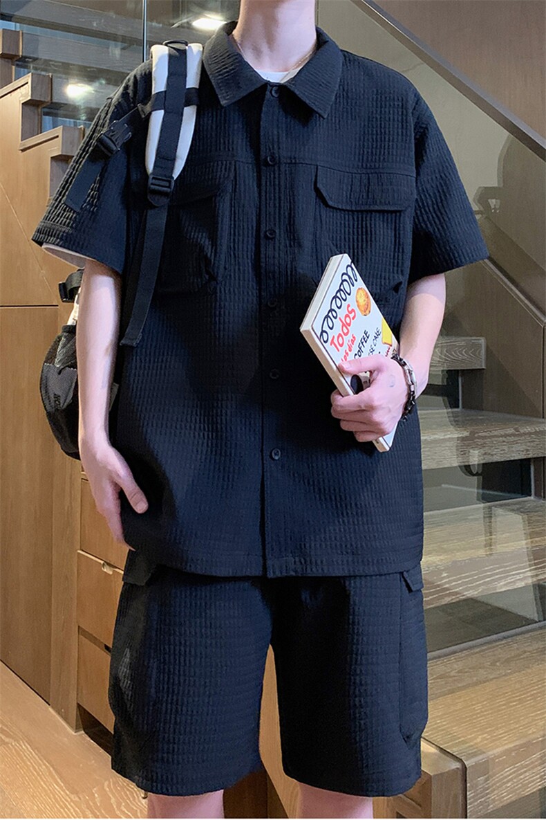夏季工装衬衫男短袖短裤两件运动套装TZ38特P65,男装衬衫,电商A309