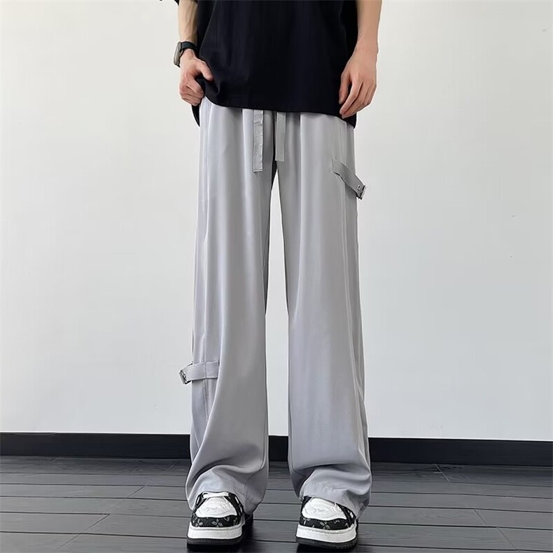 新中式风盘扣裤子男士夏季新款垂感宽松阔腿休闲长裤K5376-P38,男装休闲裤,星座412-3