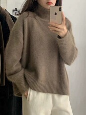 新款女装高领百搭宽松羊毛羊毛衫时尚保暖上衣，女装羊毛衫，恩泰羊绒