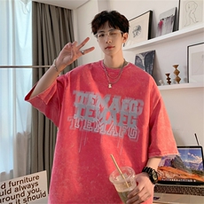 B239-1205-P38创意重影字母印花复古水洗做旧半袖短袖T恤美式，男装T恤，星座514-2(原B239)