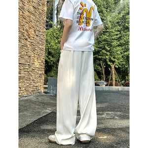 美式高级感褶皱西裤男cleanfit宽松冰丝阔腿垂感休闲裤XK463-P45图片