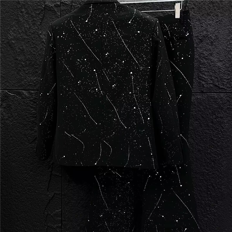 西服套装满天星链条装饰外套大码S-5XLJK0031P75西裤h0027P55,男装西服套装,星座1013-1